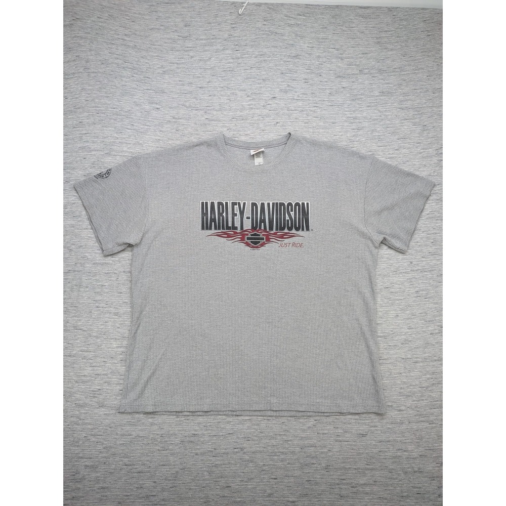 Harley-Davidson Shirt Mens 2XL Gray 2007 Just Ride Mile High Denver Biker Ribbed